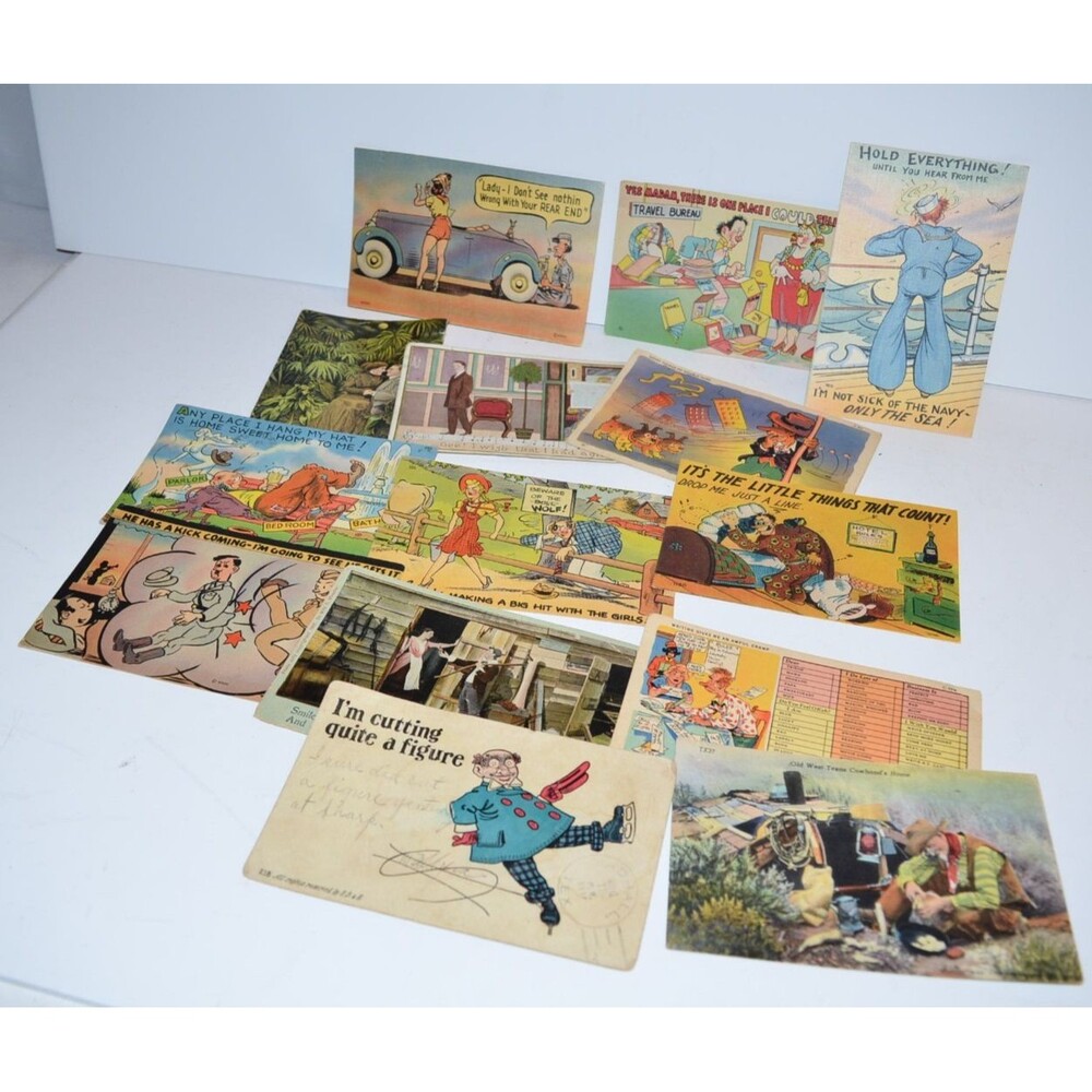 Vtg Humor Postcards 1940's Comical‎ Fun wartime etc... mixed lot